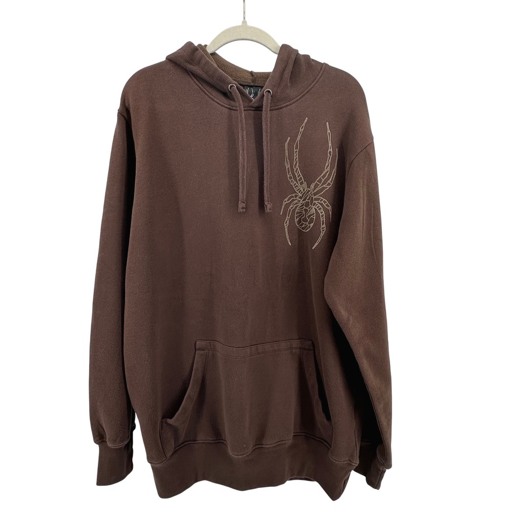 Spyder Men's Brown Spider Graphic Hoodie Sweatshirt Size L Streetwear Comfy